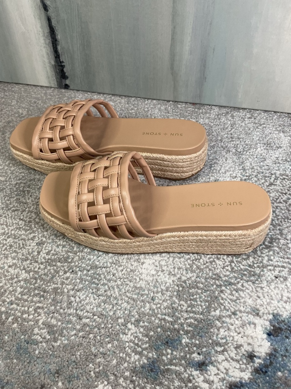 Sun + Stone Jordanaa Tan Woven Espadrille Platform Wedge Sandals - Sz. 8.5 (NIB) - Picture 6 of 14
